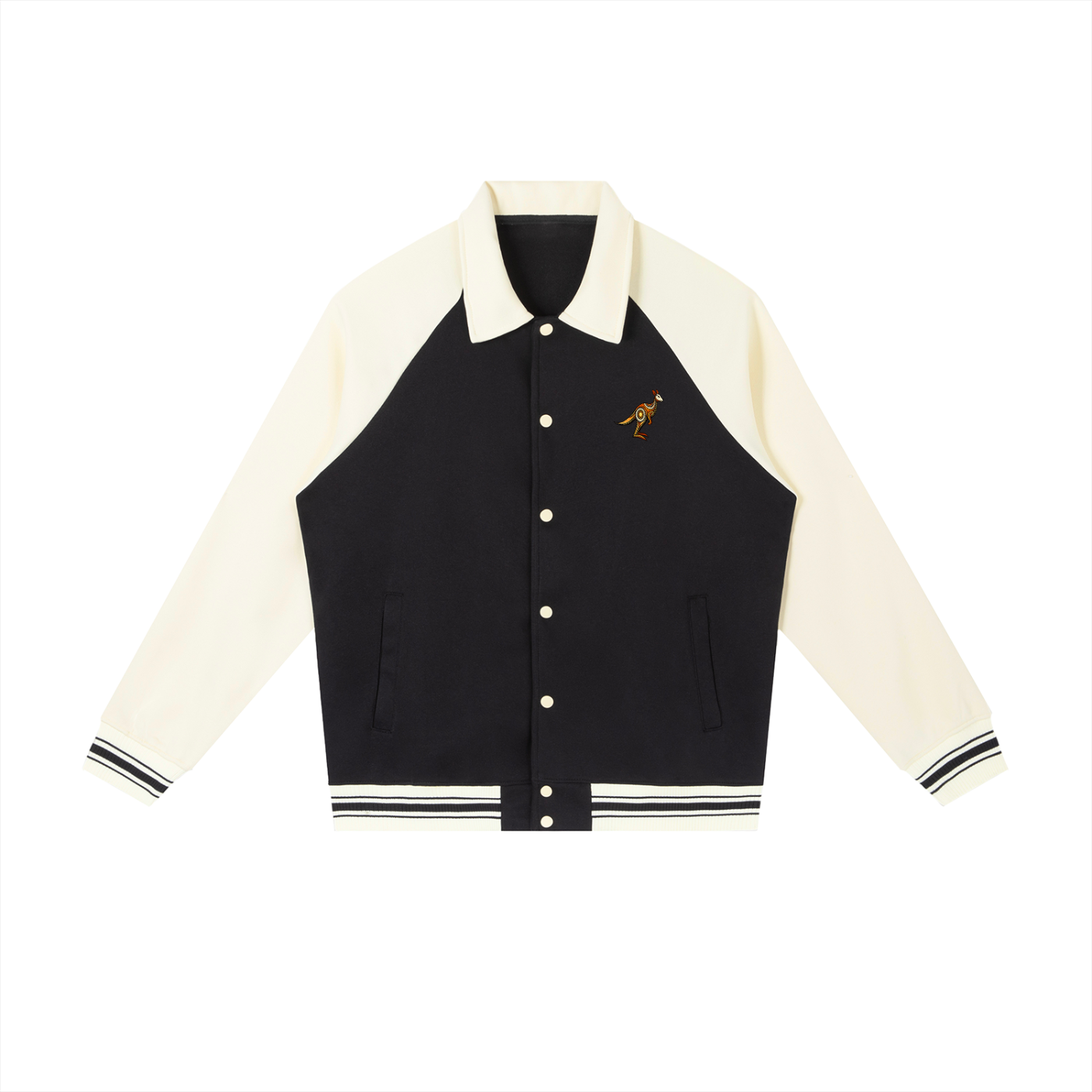 Contrast Raglan Sleeve Baseball Jacket