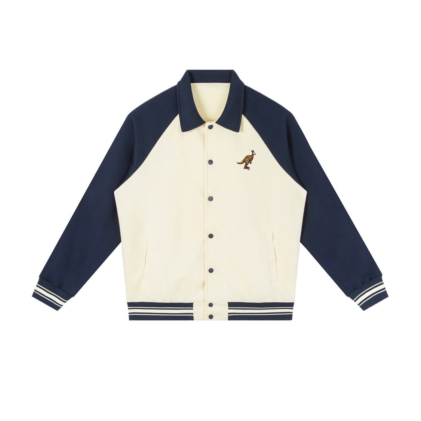 Contrast Raglan Sleeve Baseball Jacket