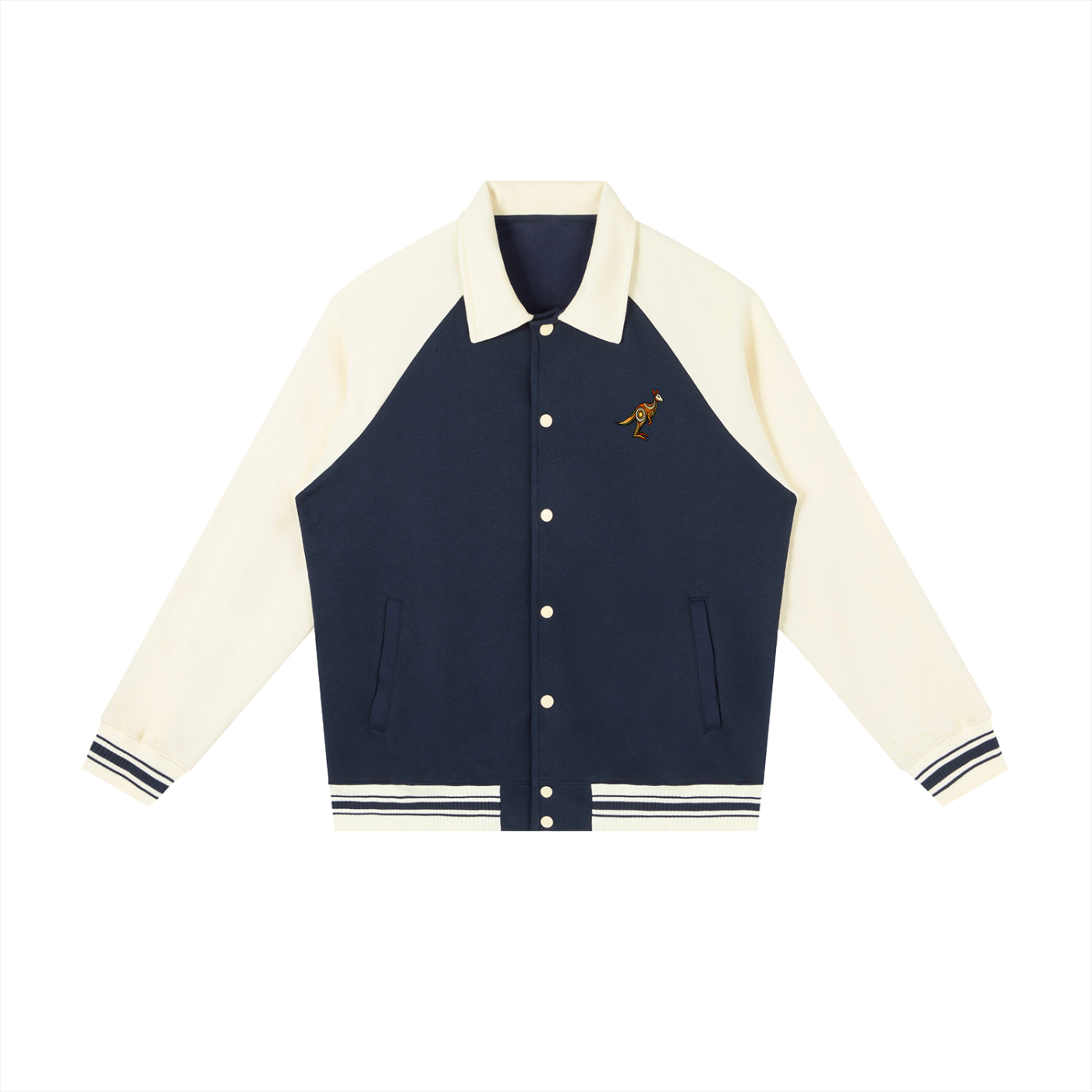 Contrast Raglan Sleeve Baseball Jacket