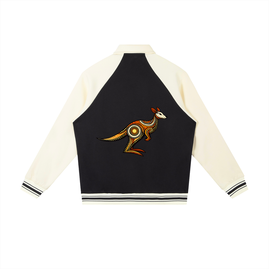 Contrast Raglan Sleeve Baseball Jacket