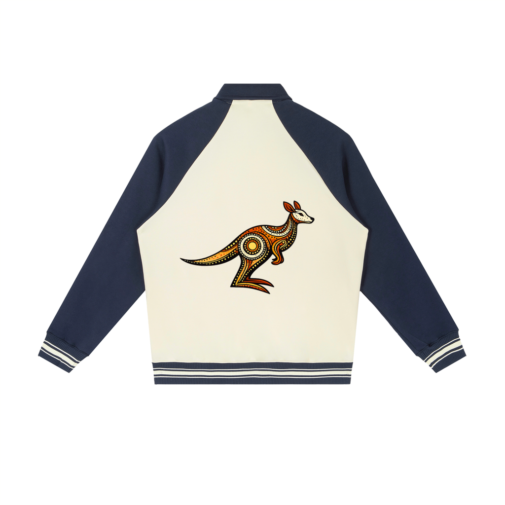 Contrast Raglan Sleeve Baseball Jacket